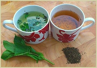 picture of mint teas made with fresh and dried mint leaves